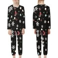thumbnail image 3 of Renewold Christmas Pajamas for Family Snowflake Candy Canes Home Daily Wear Nightwear Skin Friendly Loungewear 11-12Y Boys Girls Long Sleeve Pj Sweatpants Set of 2, 3 of 5
