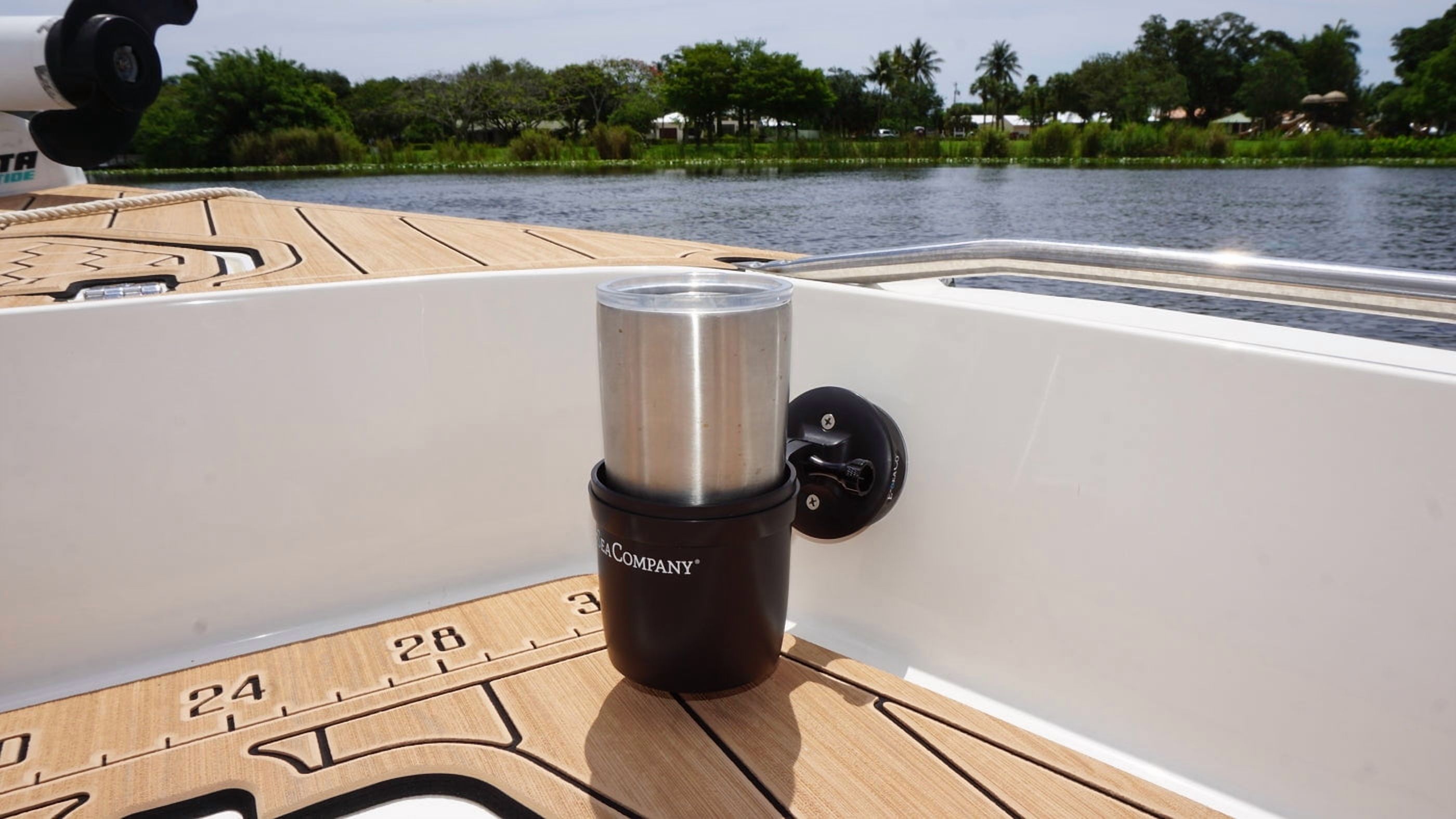 E-Sea Company E-Sea Cup Adjustable-(Black). Heavy-Duty Suction Mounted Cup Holder. Perfect for Boats, Kayaks, ATV's. Golf Carts, RV's, Cars, While Camping and More!