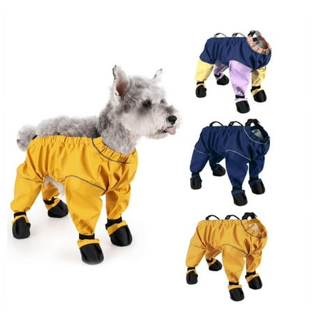 Dog Suspender Boots  Waterproof Dog Rain Boots Paw Protector for Dogs  Reflective Dog Winter Snow Pants  Anti-Slip Boots Belly Protector  Dog Suspender Shoes Leggings for Walk (Yellow L)