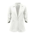 thumbnail image 4 of YDFCWXW Linen Blazers for Women 2025 Summer 3/4 Sleeve Lightweight Work Jacket Business Casual Suit Blazer with Pockets White, L, 4 of 7