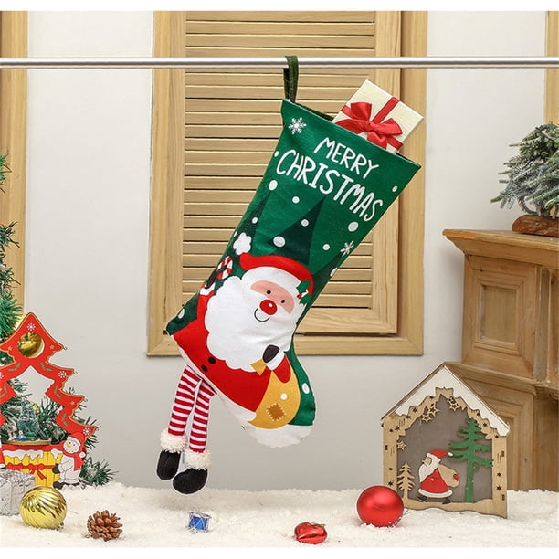 XWSHYW Decoraciones para El Hogar Media Navideñas Rojas, Regalos Navideños, Bolsas de Dulces para Niños, Colgantes Decorativos En Bolsillo En Forma de K, Decoraciones Navideñas para El Hogar, Año Nue