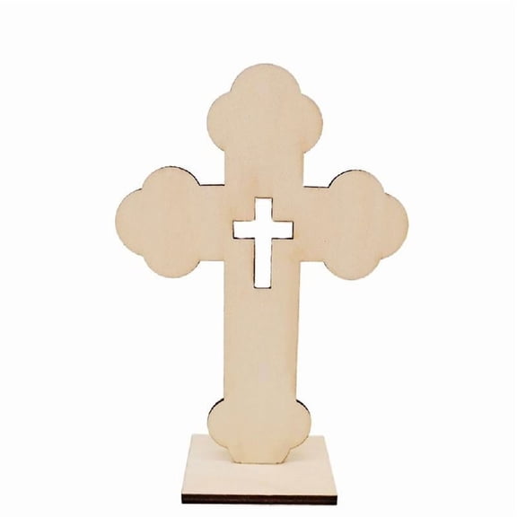 Giaone 10Pieces Unfinished Wood Crosses For Centerpieces Or Decoration With Stands