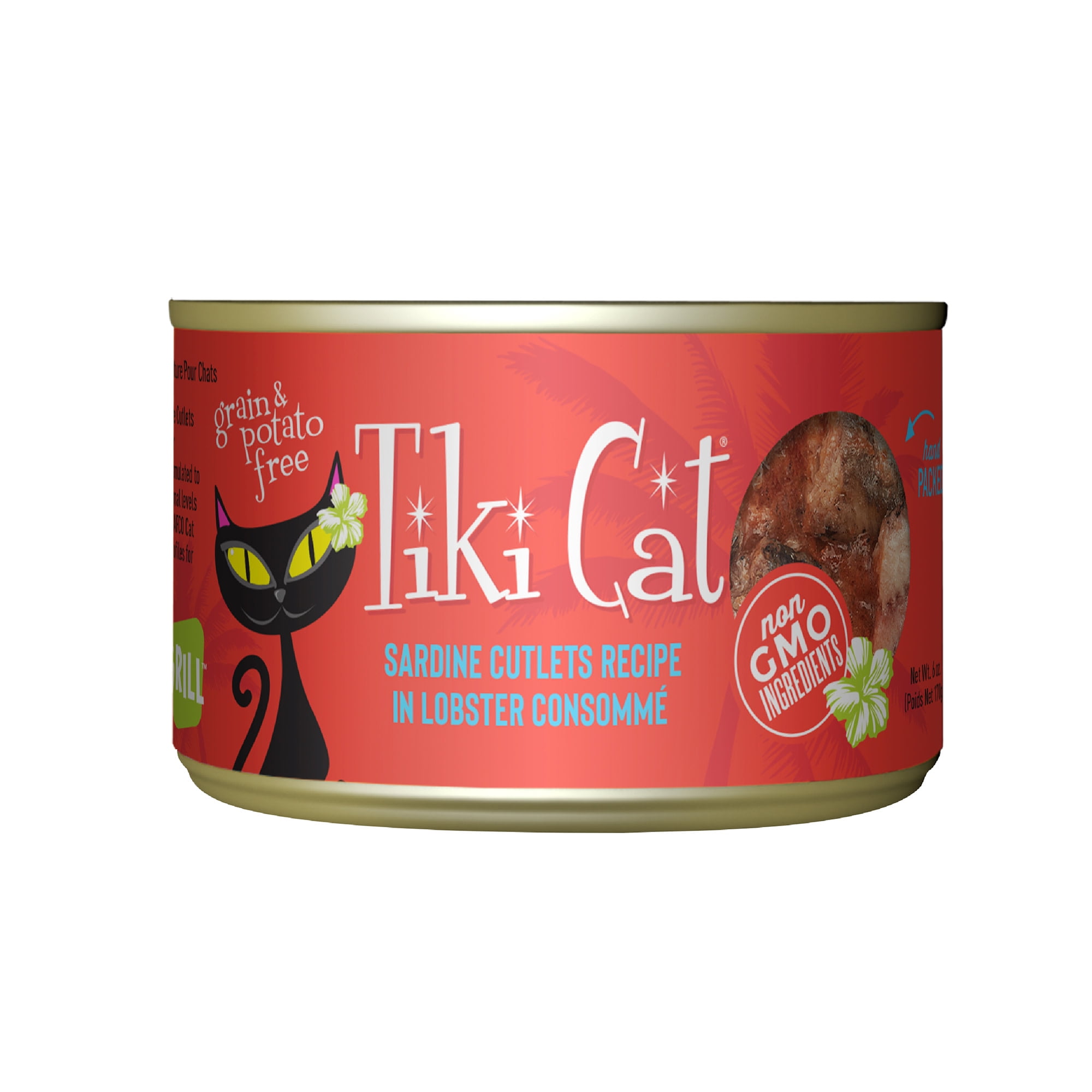 (6 pack) Tiki Cat Grill Wet Cat Food, Sardine Cutlets Recipe in Lobster Consomme, 6 oz. Can