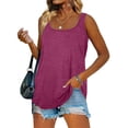 thumbnail image 3 of Women Tank Tops U Neck Hem Casual Flowy Summer Sleeveless Tunic Tshirts Purple Red M, 3 of 5