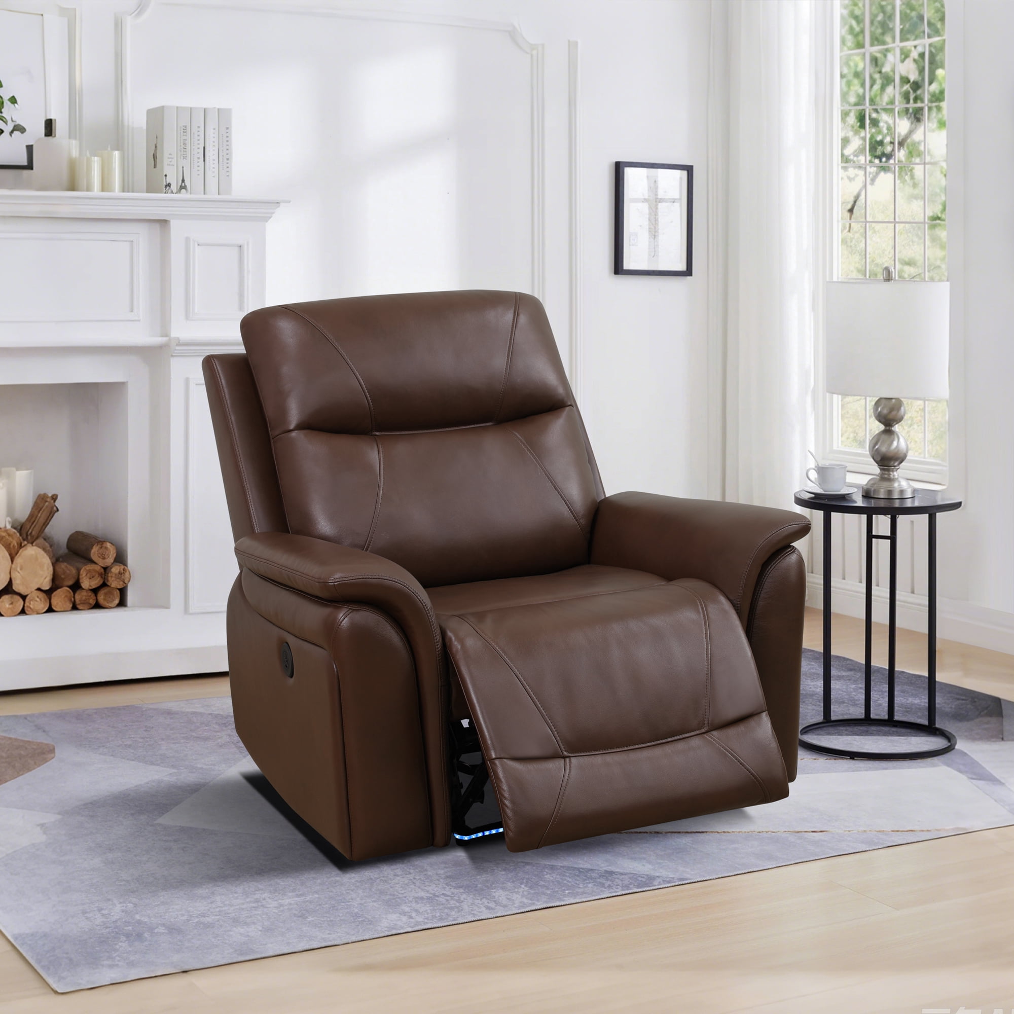 Gewnee Power Reclining Multifunctional Chair, Air Leather, Adjustable Reclining Angle, for Living Room,Dark Brown