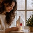 thumbnail image 6 of Christmas Light Up Ceramic Village,Led Lighted White Snow House Porcelain Ornament,Winter Christmas Glowing Decor for Mantel Tabletop, 6 of 6