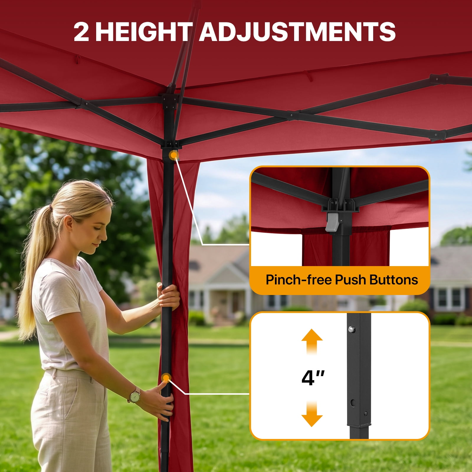 COOS BAY 11x11 Pop-Up Instant Gazebo Tent with Mosquito Netting Outdoor Canopy Shelter with 121 Square Feet of Shade, Red