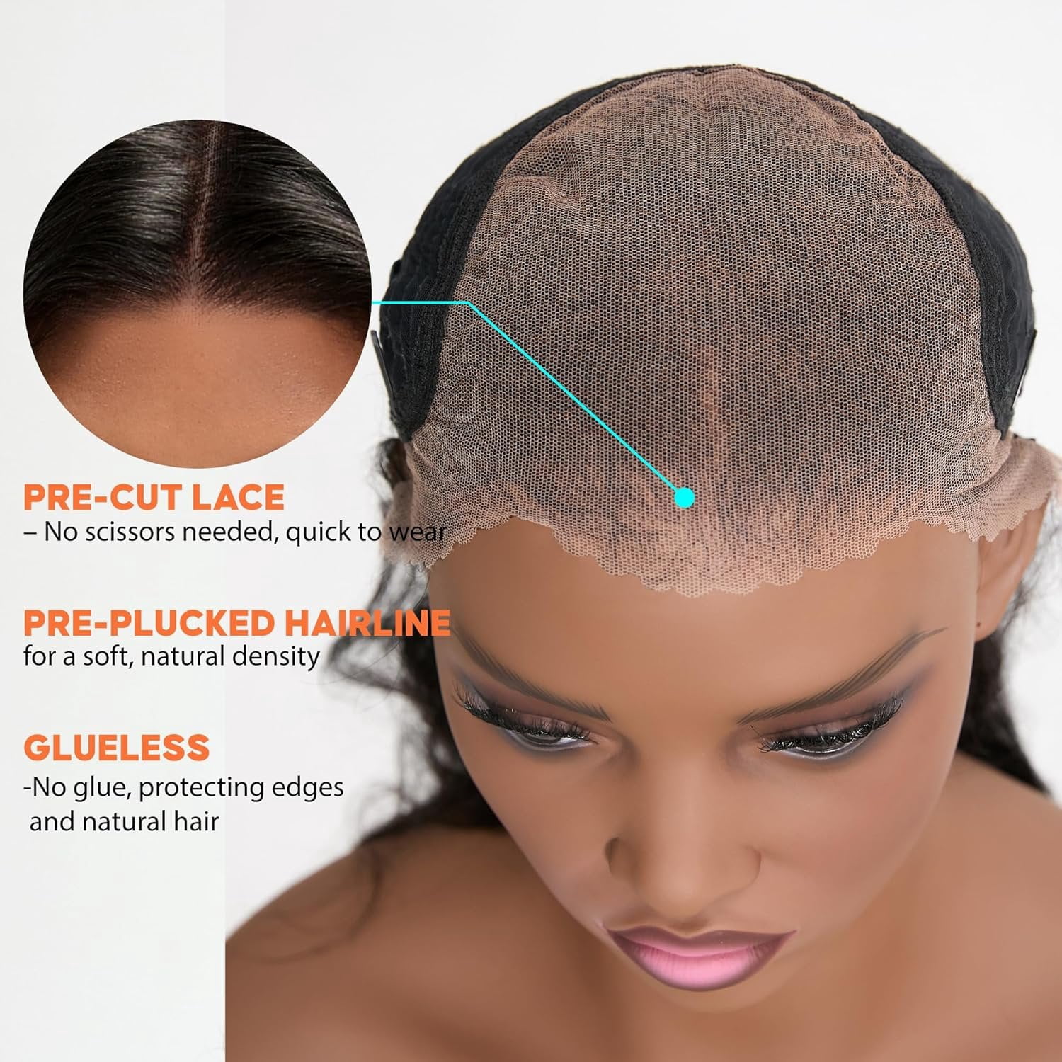 Wigs Human Hair Women 13x6  Lace Front Frontal  Wave Wig Pre Plucked Glueless Pre Cut 180 Density Closure Wigs  Black 26 Inch