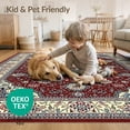thumbnail image 4 of ODIKA 4'x6' Washable Area Rug Boho Large Farmhouse Mosaic Vintage Rosette Center Bohemian Teal for Home Office, Under Desk, Non-Slip Chair-Friendly, Flatwoven, 4 of 7