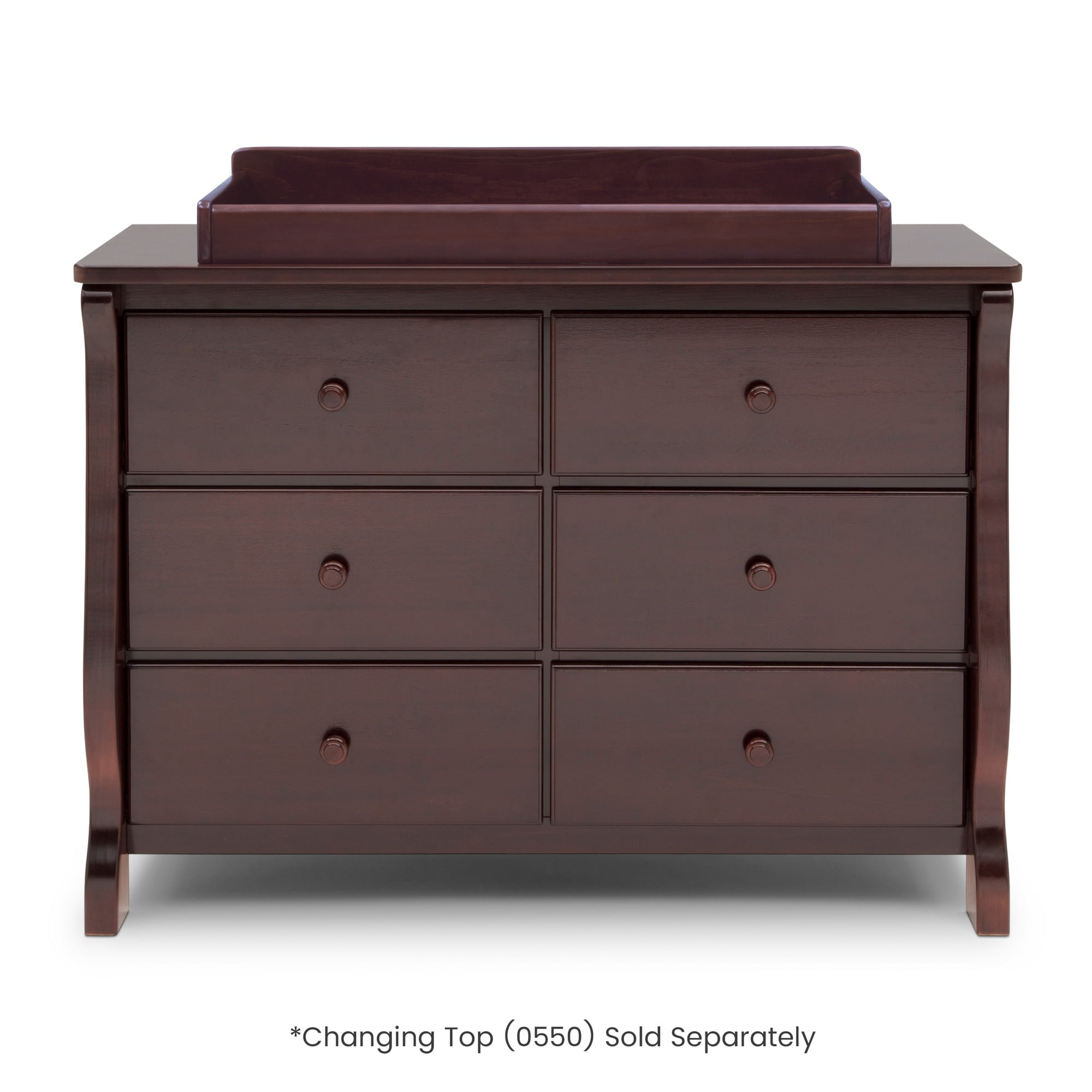 Delta Children Universal 6 Drawer Dresser with Interlocking Drawers - Greenguard Gold Certified, Dark Chocolate