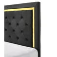 thumbnail image 3 of Miekor Furniture Contemporary Glam Queen Black Fabric Upholstered Panel Queen Bed Black Fabric Gold Legs Bedroom Furniture W5U758, 3 of 5