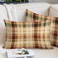thumbnail image 2 of Warm Brown Checked Throw Pillow Cover 20 x 26 Inch Decorative Pillow Cover Fall Farmhouse Buffalo Plaid Lumbar Pillowcase Seasonal Rectangle Cushion Case for Couch Sofa Bed Living Room, 2 of 9