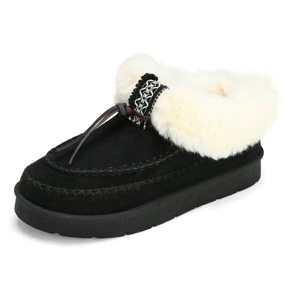 BOCCA Women’s Ankle Snow Boots Winter Warm Fur Lined Slippers for Indoor Home & Outdoor Walking, Non-Slip Sole