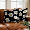 thumbnail image 3 of White Daisy Throw Pillow Cover Flowers Black Background Modern Art Cotton Linen Cushion Cover Throw Pillow Case with Invisible Zipper for Couch Sofa Bed Chair Car 16x16 Inch, 3 of 14