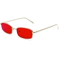 thumbnail image 1 of SHAR Red retro rectangular sunglasses for women men narrow square hip hop small frame sunglasses, 1 of 5