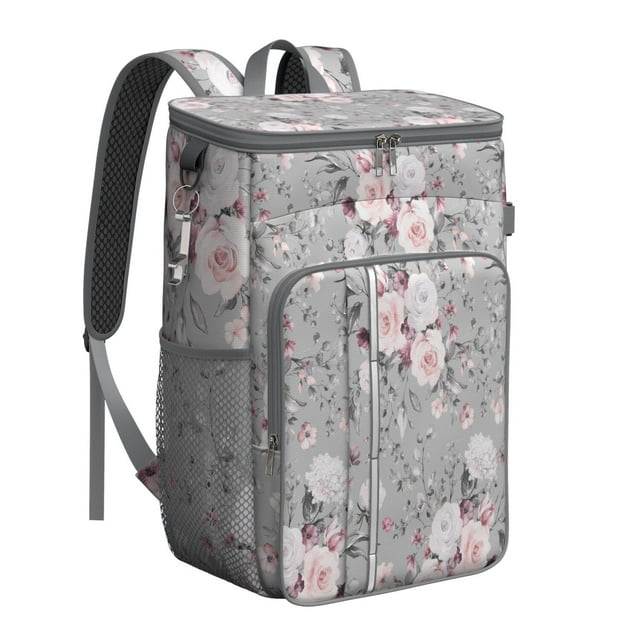 Sac à Dos Isotherme Imprimé Fleurs et Feuilles Tropicales, Sac à Lunch Isolé et Étanche avec Design Botanique Artistique, Parfait pour Femmes, Randonnée, Bureau
