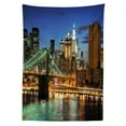 thumbnail image 3 of Ambesonne City Tablecloth Rectangular Table Cover, New York at Night Bridge, 60"x84", Multicolor, 3 of 4