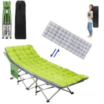 Folding Cot Sleeping Bed w/Removable Cotton Mattress Carry Bag for Camping Green