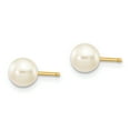 thumbnail image 2 of 14k 5-6mm White Round Freshwater Cultured Pearl Stud Post Earrings 14k Yellow Gold Earrings, 2 of 3
