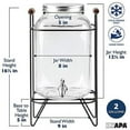 thumbnail image 3 of 2 Gallon Glass Beverage Dispenser with Infuser, Metal Base, Stainless Steel Spigot & Hanging Chalkboard - Outdoor Drink Dispenser for Lemonade, Tea, Cold Water & More, 3 of 7