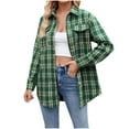thumbnail image 1 of Women's Lightweight Flannel Plaid Button Down Shirts Oversized Long Sleeve Shacket Jacket Tops, 1 of 6
