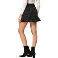 thumbnail image 3 of INSPIRE CHIC Women's Plaid Ruffle Hem Button Decor Tweed Mini Skirts S Black, 3 of 6