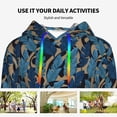 thumbnail image 4 of Lsque Blue Leaves A Pattern Casual Women's Hoodie,Hooded Sweatshirt with Kangaroo Pocket,Pullover Hoodie with Eye-catching Drawstrings-X-Large, 4 of 7