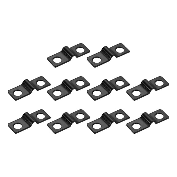 50Pcs 3mm U-Shaped Pipe Clamp Carbon Steel Double Hole Strap Clamp, Black