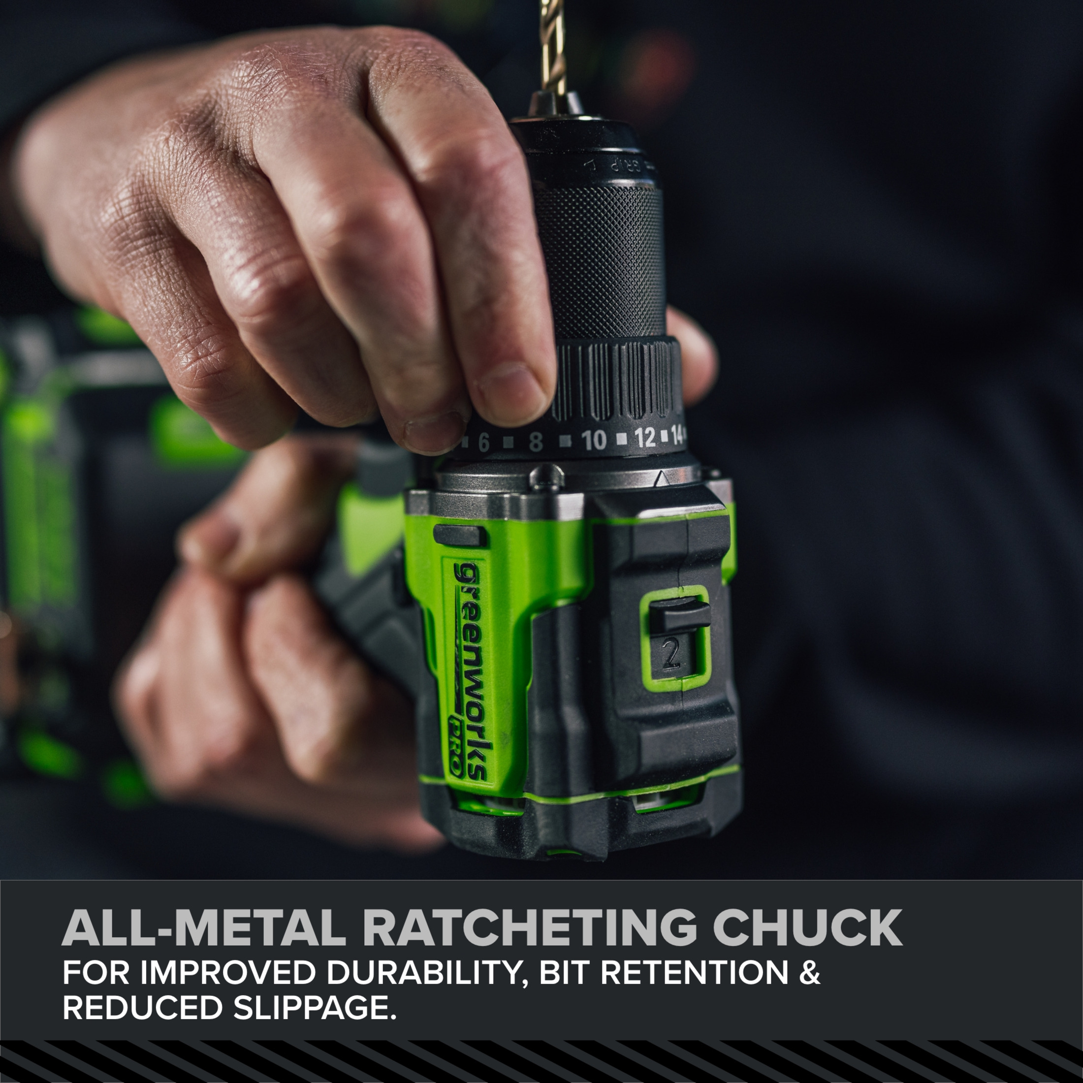 Greenworks Pro PowerAll 24V sin escobillas Taladro destornillador de 1/2" de 530 in-lb, con batería USB-C de 2.0 Ah, bloque de carga USB-C de 30W, cable USB-C de 100W de 3 pies, DD560A1 8