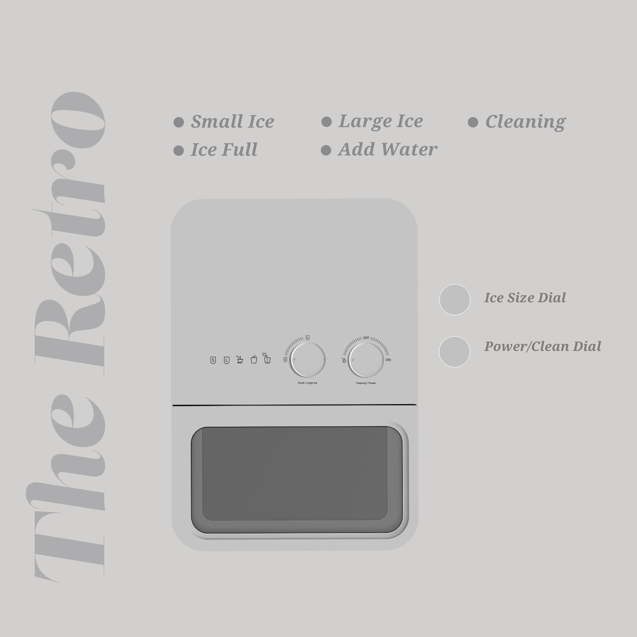 Orgo Products The Retro Countertop Ice Maker, Bullet Shaped Ice Type, 26 lbs., Charcoal