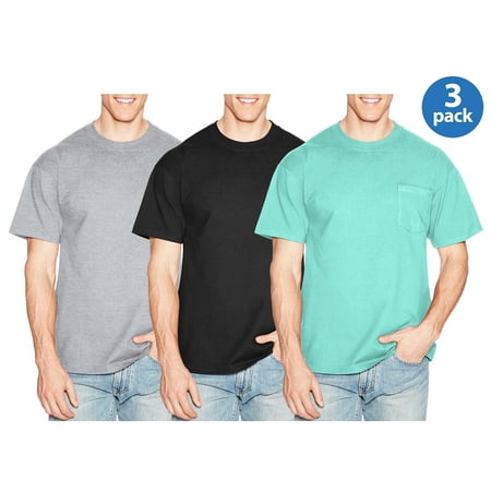 3 Pack Cotton V-neck Tee Men's Premium Beefy-t Cotton Short Sleeve T-shirt with Pocket, Available in big and tall, 3 pack for $17 ()