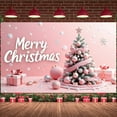 thumbnail image 5 of Pink Theme Christmas Banner Snowflake Decoration Merry Christmas Banner 3D Letter Pink Background Xmas Banner for Christmas Party Winter Celebration Holiday Decoration, 5 of 9