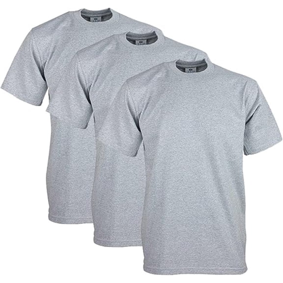 Pro Club Men's 3-Pack Heavyweight Cotton Short Sleeve Crew Neck T-Shirt, Heather Gray, Medium