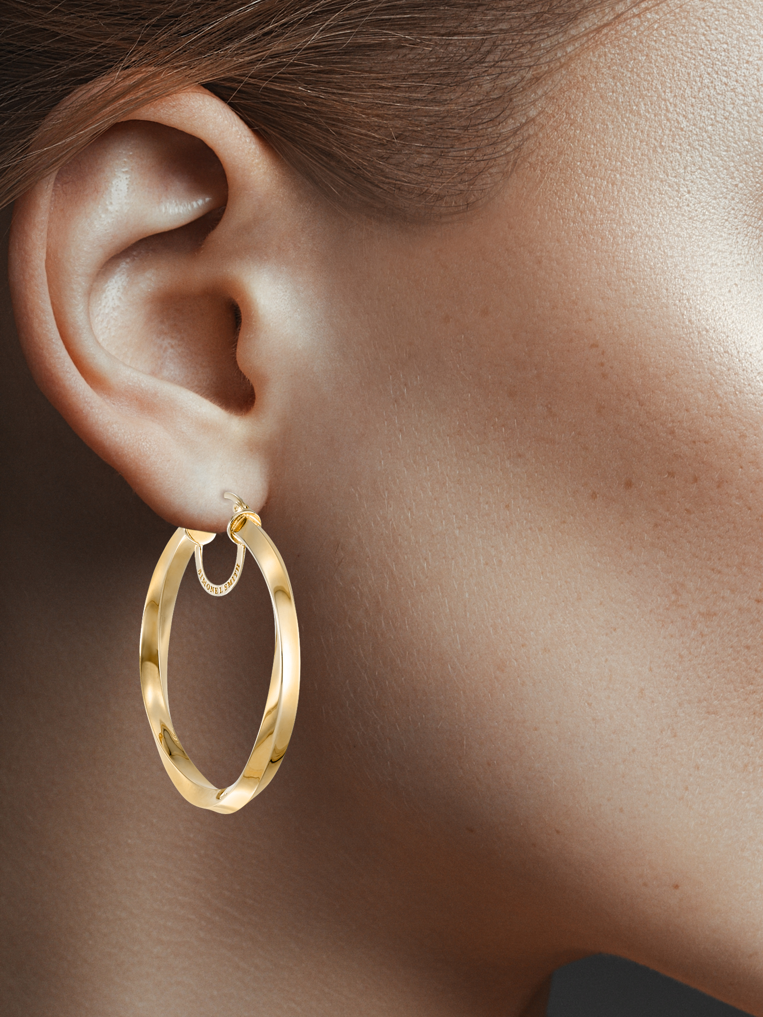 Simone I. Smith Sterling Silver Gold Tone High Polished Slow Twist Round Hoop Earrings