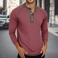 thumbnail image 2 of Mens Long Sleeve Henley Shirts Lightweight Classic Button Up Tops 2025 Fall Stylish Casual Slim Fit Workout Basic Tees Z001-Red XXL, 2 of 6