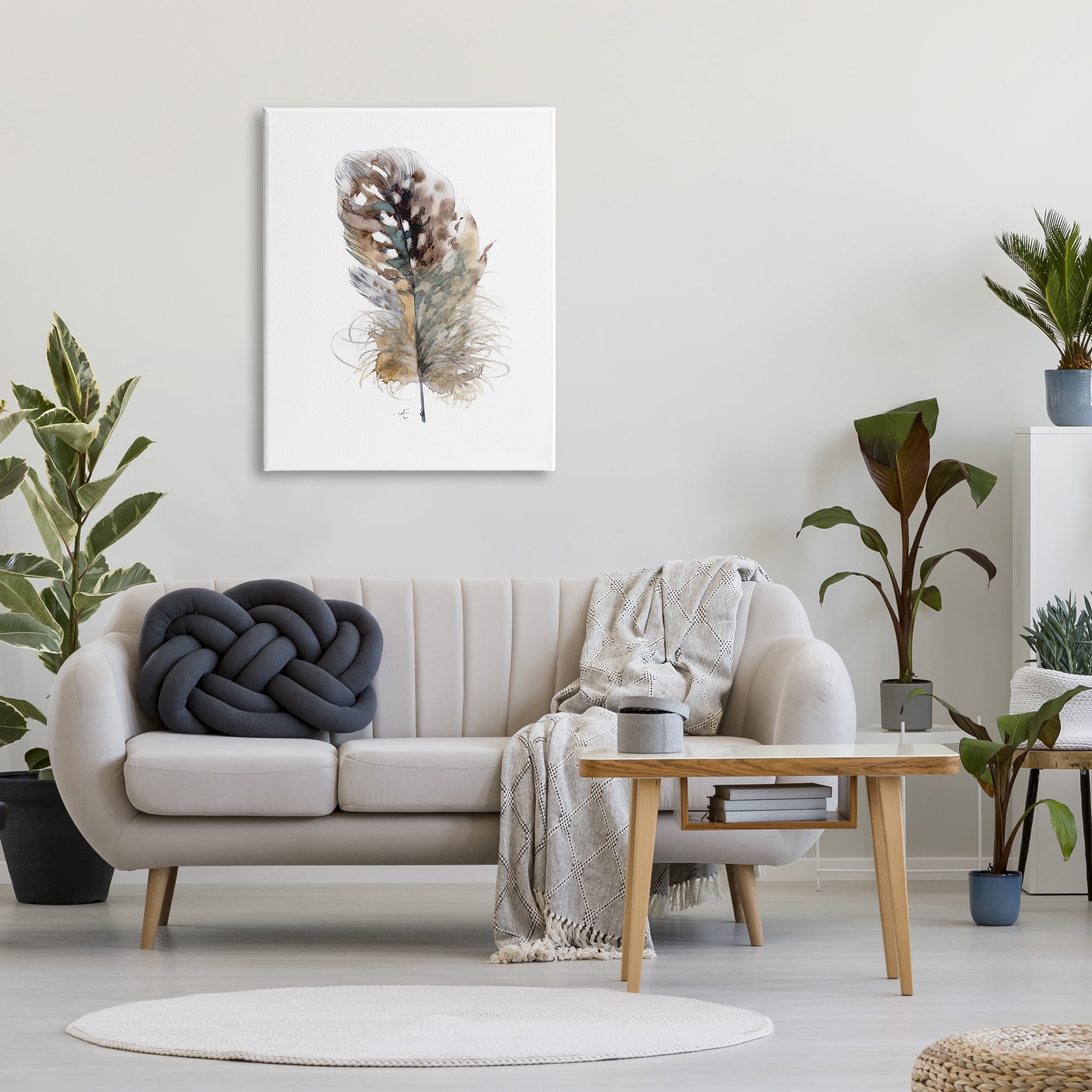 Stupell Industries Speckled Bird Feather Study Brown Animal Watercolor Animals & Insects Painting Gallery Wrapped Canvas Print Wall Art, 30 x 40