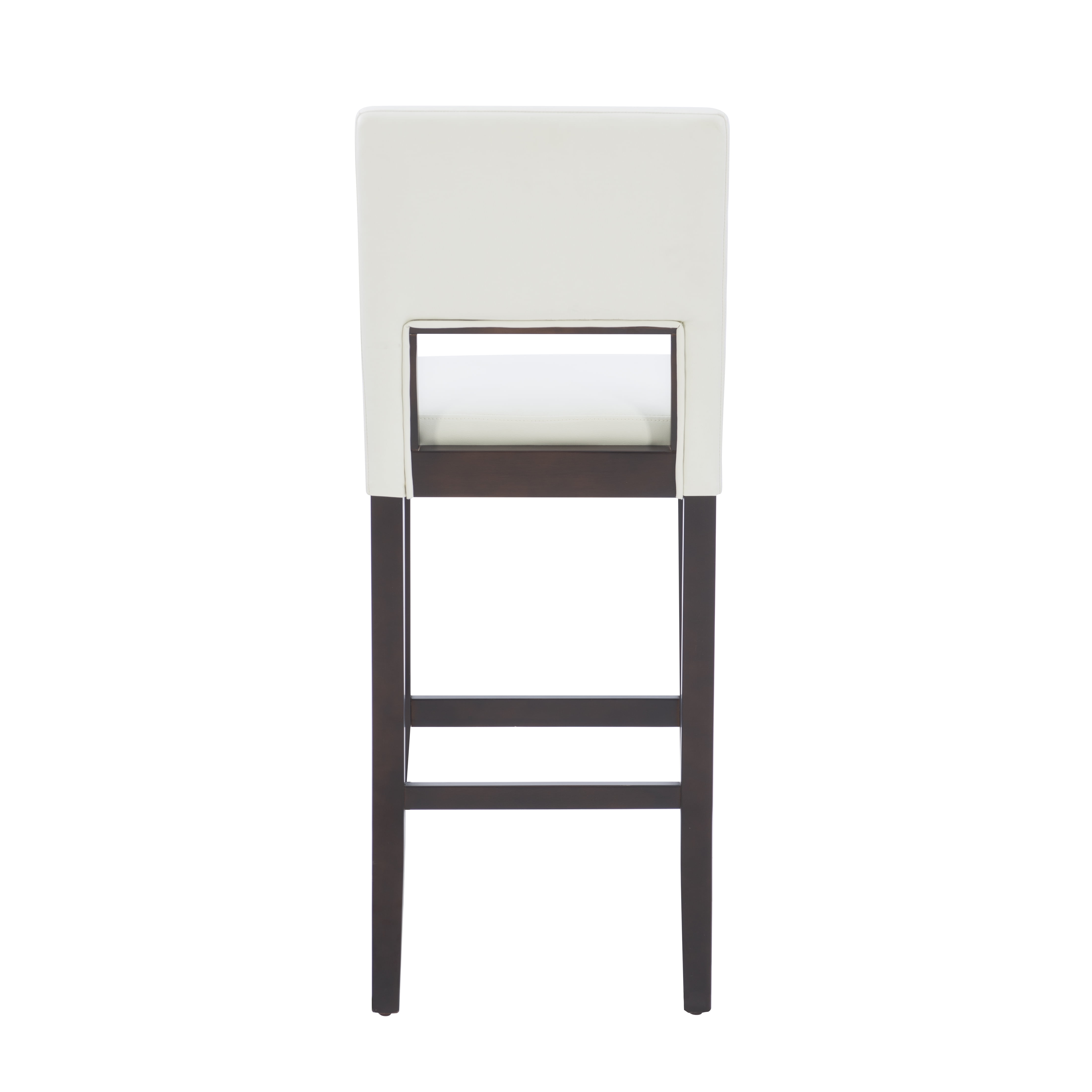Linon Jevon 30" Mid Back Indoor Upholstered Bar Stool, Espresso/ White Faux Leather