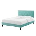 thumbnail image 1 of Platform Bed Frame, Full Size, Velvet, Blue, Modern Contemporary Urban Design, Bedroom Master Guest Suite, 1 of 10