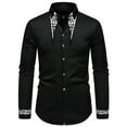 thumbnail image 2 of Blusa y camisa de manga larga con cuello vuelto para hombre, informal, con bordado, estampado, botones a la moda, blusa de manga larga con cuello vuelto, blusa de poliéster para hombre, 2 of 8