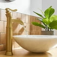 thumbnail image 3 of BWE Brushed Gold Waterfall Commercial Single Handle Lever One Hole Bathroom Vessel Sink Faucet Deck Mount, 3 of 9