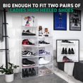 thumbnail image 2 of OLLIE XL Shoe Storage Boxes – Foldable and Stackable Shoe Storage Organizer for Closet – Clear HardFor Up to Size 13 – Acrylic Shoe Box Storage Containers for Jordan, Sneakers, Boots (3-Pack, Clear), 2 of 5