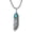 Turquoise, variant on Silver Tone Alloy Feather Gemstone Pendant Necklace, Vintage Daily Jewelry Gift for Men Women