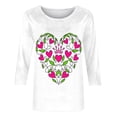 thumbnail image 5 of Elvqul Tops for Women Love Print Comfortable Hot Pink Blouses 3/4 Sleeve Ladies T-Shirts Crew Neck Tops, 5 of 5