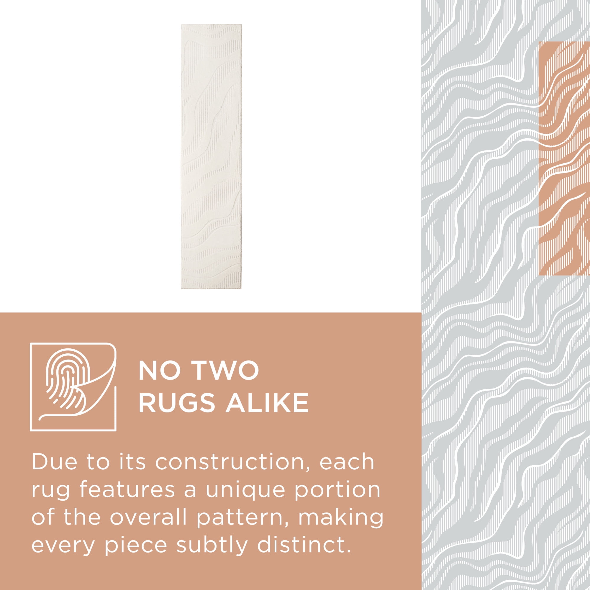 TOWN & COUNTRY EVERYDAY Lane Painterly Wave Soft Felt Everwash®, Machine Washable Area Rug with Non-Slip Backing, Modern Rug, Ivory, 1'7"x7'2"