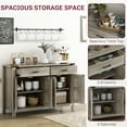 thumbnail image 3 of CoSoTower Buffet de Style Ferme avec 2 Tiroirs, 2 Armoires de Rangement et Tablettes Ajustables, Gris, 3 of 7