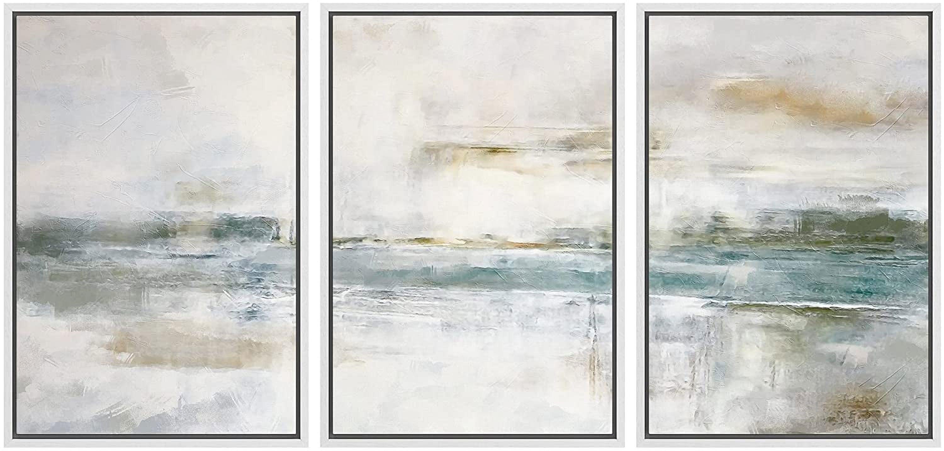 wall26 Framed Canvas Print Wall Art Set Minimal Gray Pastel Paint Landscape Abstract Shapes Illustrations Modern Art Decorative Multicolor Chic for Living Room, Bedroom, Office - 16"x24"x3