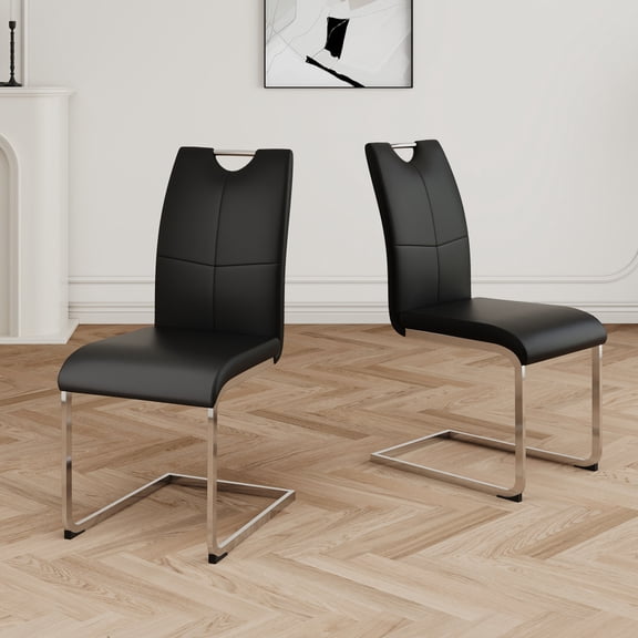 Gearwell Faux Leather Dining Chairs, Set of 4 Upholstered Side Chairs with Padded Seats and Chrome Metal Legs for Kitchen, Dining Room, Living Room and Bedroom