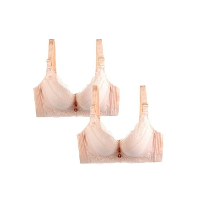 HCURIBAD Clearance! Bras for Women  Pack of 2 Sports Bra Women s Breathable Plus Size Lace Bra Womens Bras Sexy Push up Bra  Wireless Bras for Women  Bra Pack 2Pcs Underwear Beige XL