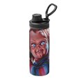 thumbnail image 1 of Chucky - Botella de agua deportiva aislada de 3 piezas, de acero inoxidable, portátil, para exteriores, para viajes, fitness, estudiantes, talla única., 1 of 7