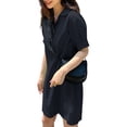 thumbnail image 6 of ZANZEA Womens Dresses Short Sleeves Solid Color Lapel Neck Casual Pullover Dress, 6 of 7